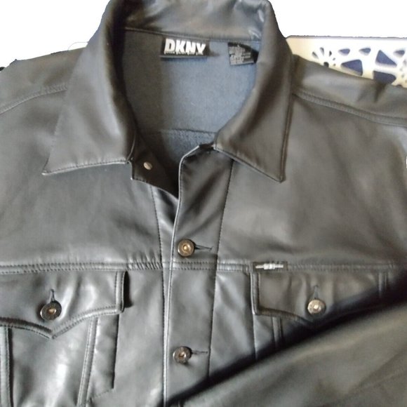 DKNY Donna Karan Women's Large Black Leather Jacket,‎ USA - Picture 1 of 9